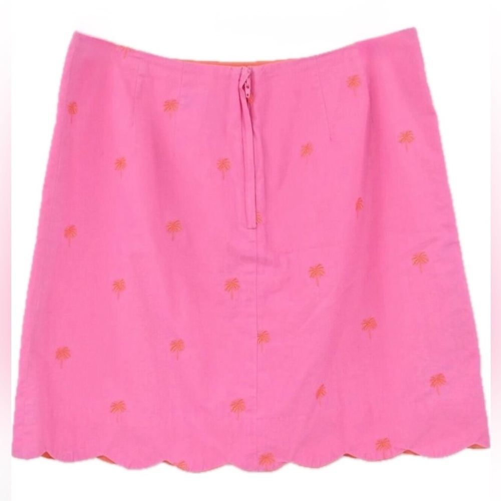 VTG Lilly Pulitzer Pink Palm Tree Scalloped Hemline Skirt women’s size 8 - Picture 4 of 8